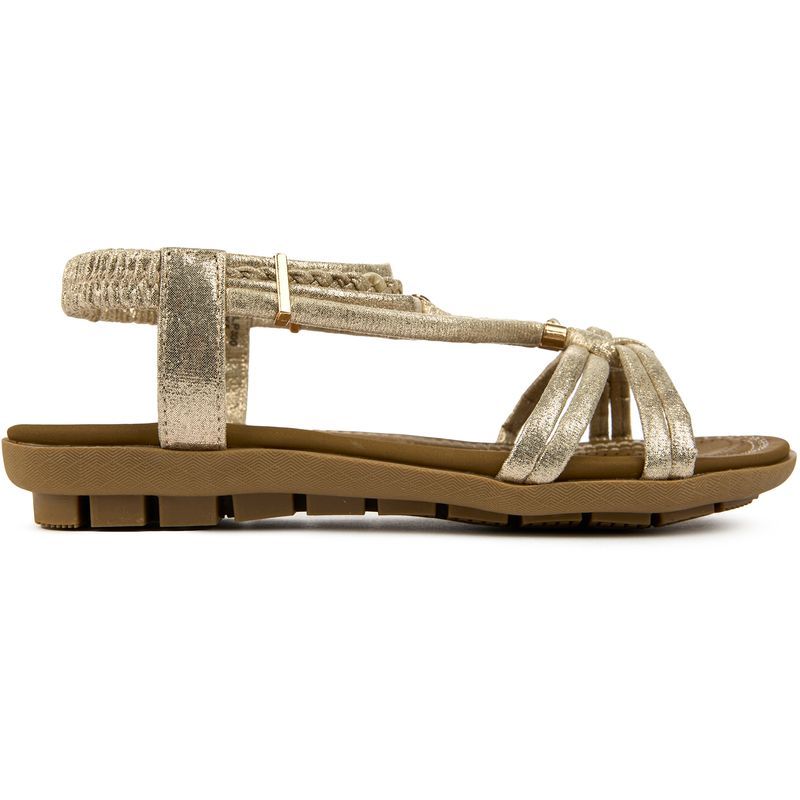 Flache Riemchen-Sandalen in Metallic-Optik