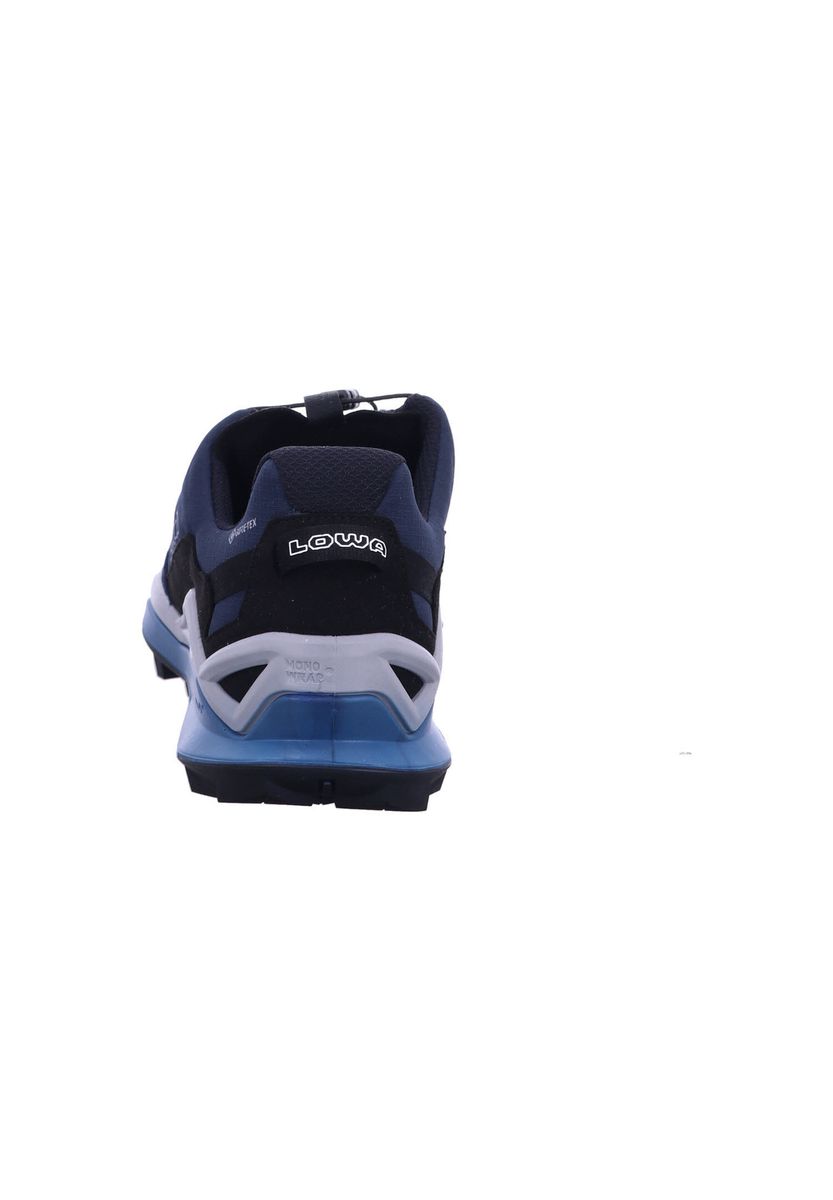 Blaue Wanderschuhe aus Textil mit Schnürsenkeln