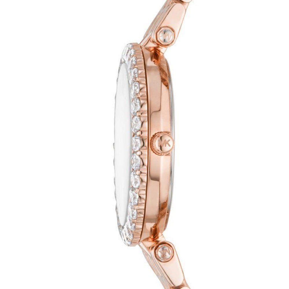 Roségoldene Uhr mit schimmernder Kristall-Lünette