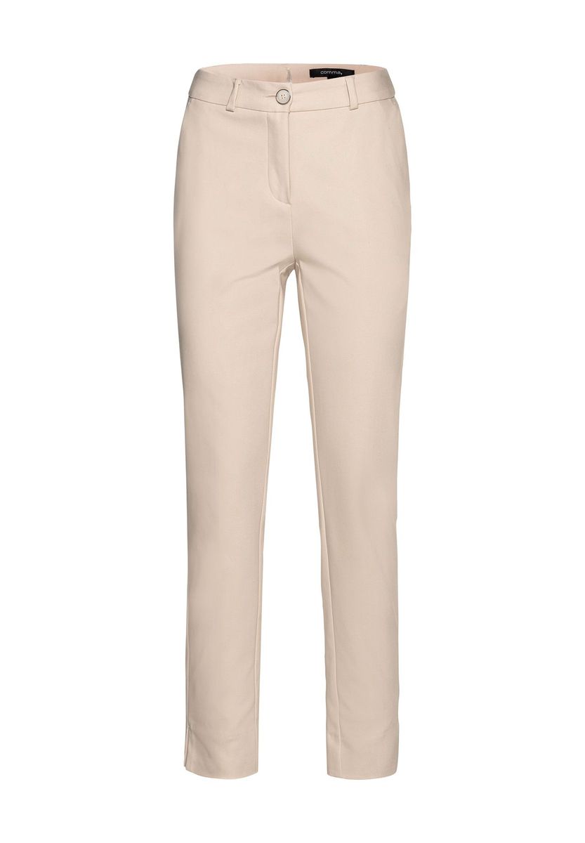 Beige Cropped Stoffhose mit Bügelfalten