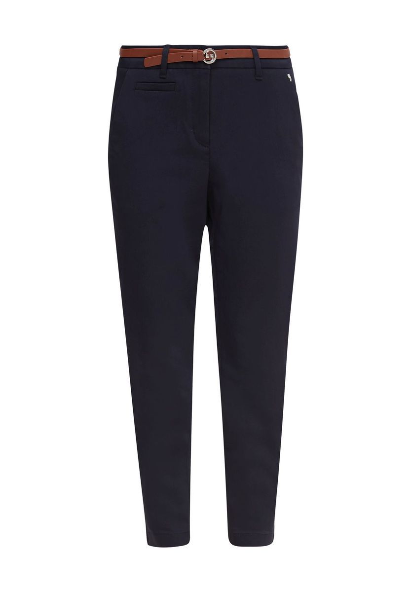 Cropped Slim-Fit Chinohose mit Gürtel