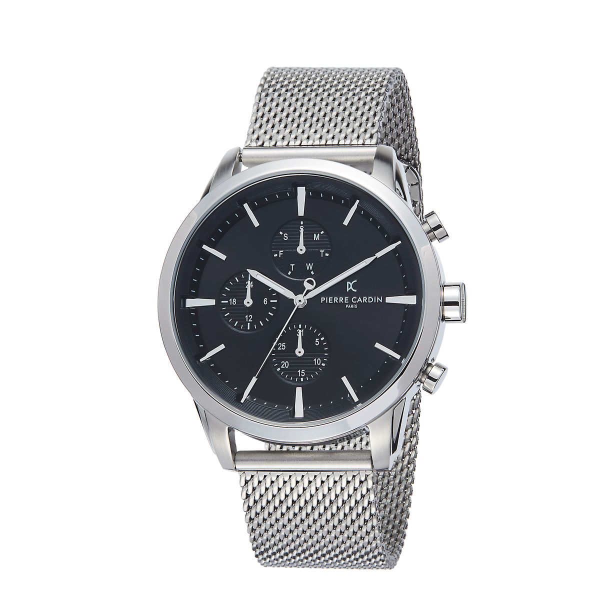 Moderne Chronograph-Uhr mit Milanaise-Armband