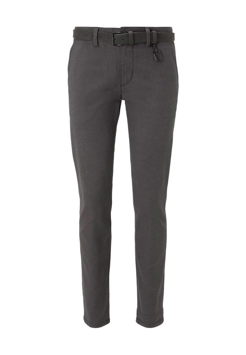 Schmal geschnittene strukturierte Chinohose