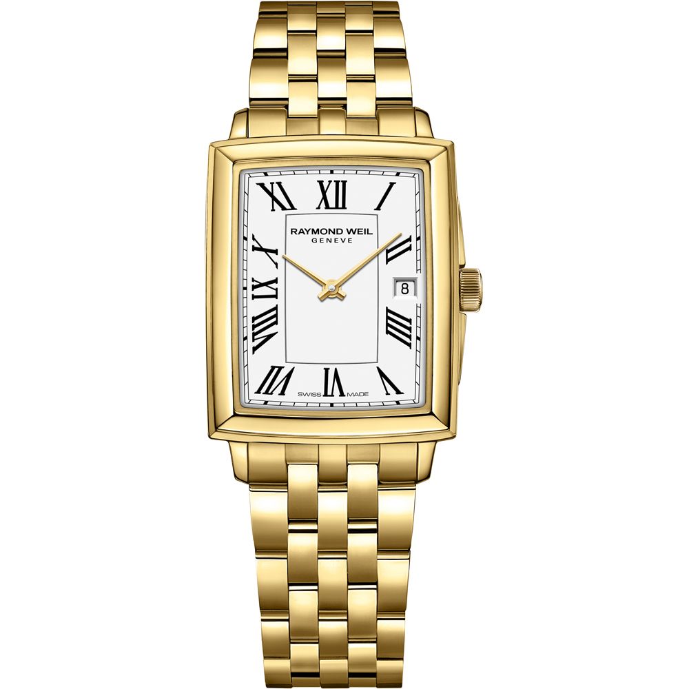 Klassische goldene rechteckige Armbanduhr