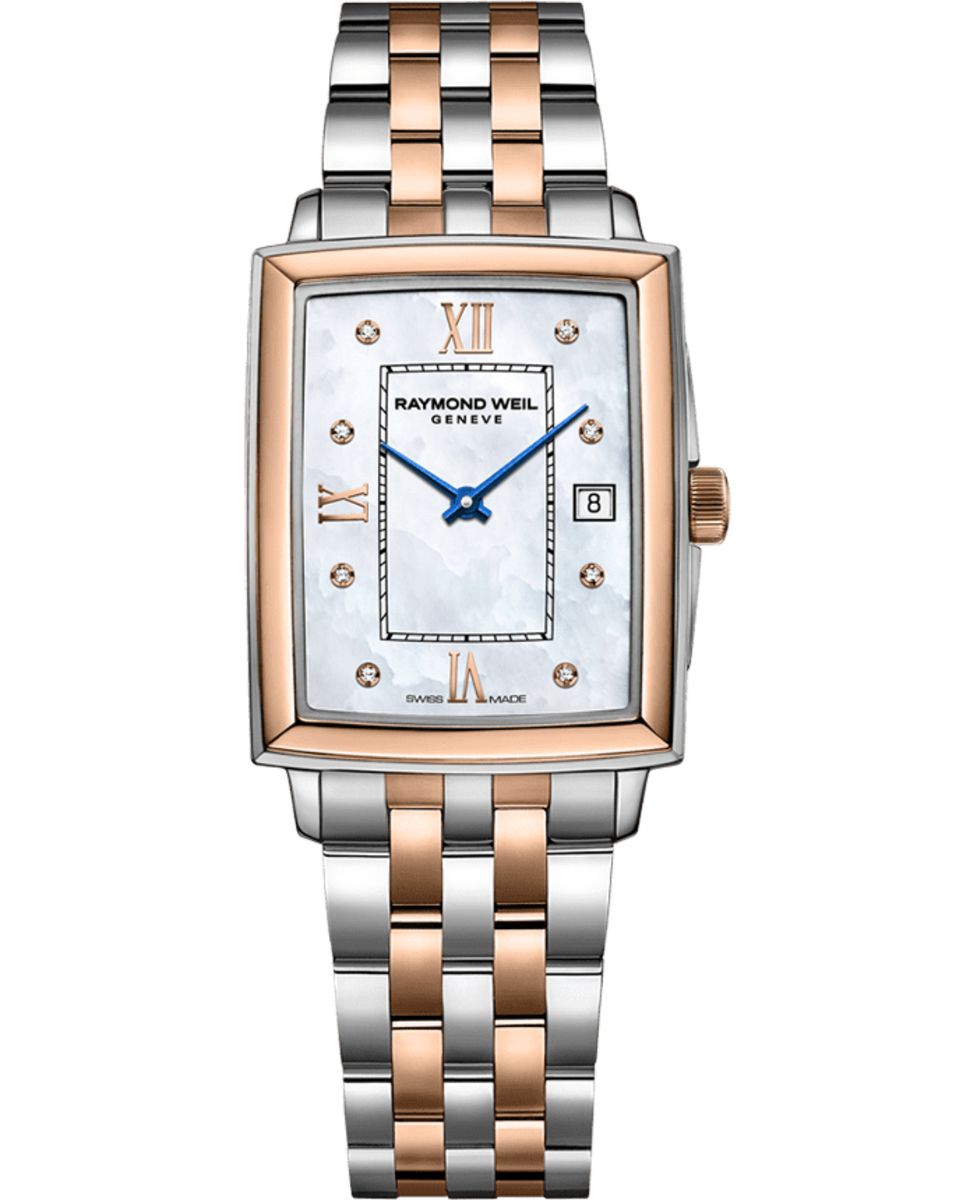 Elegante rechteckige Perlmutt-Armbanduhr