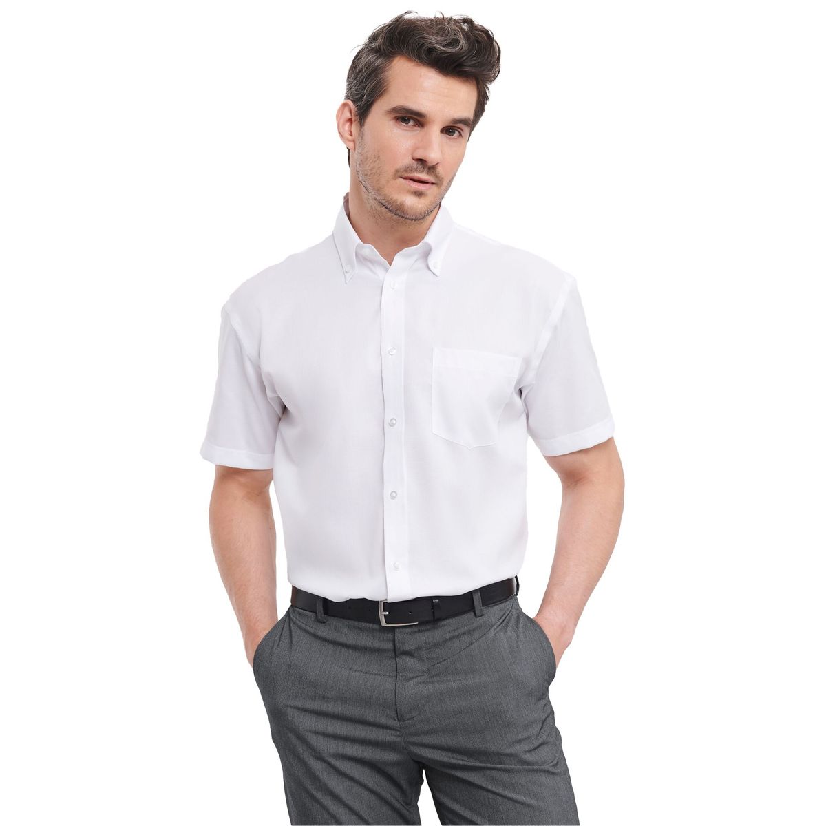 Kurzarm-Button-Down aus Mikro-Köper