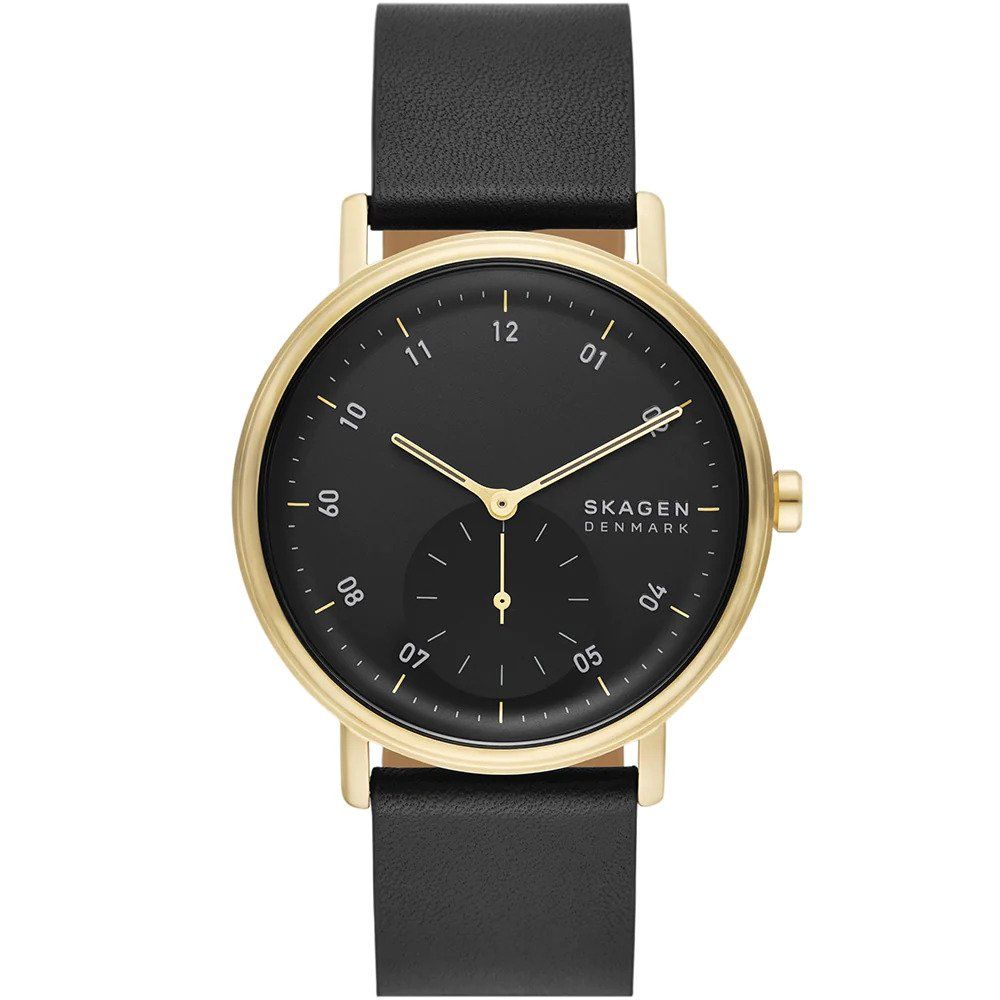 Minimalistische Armbanduhr mit Lederarmband