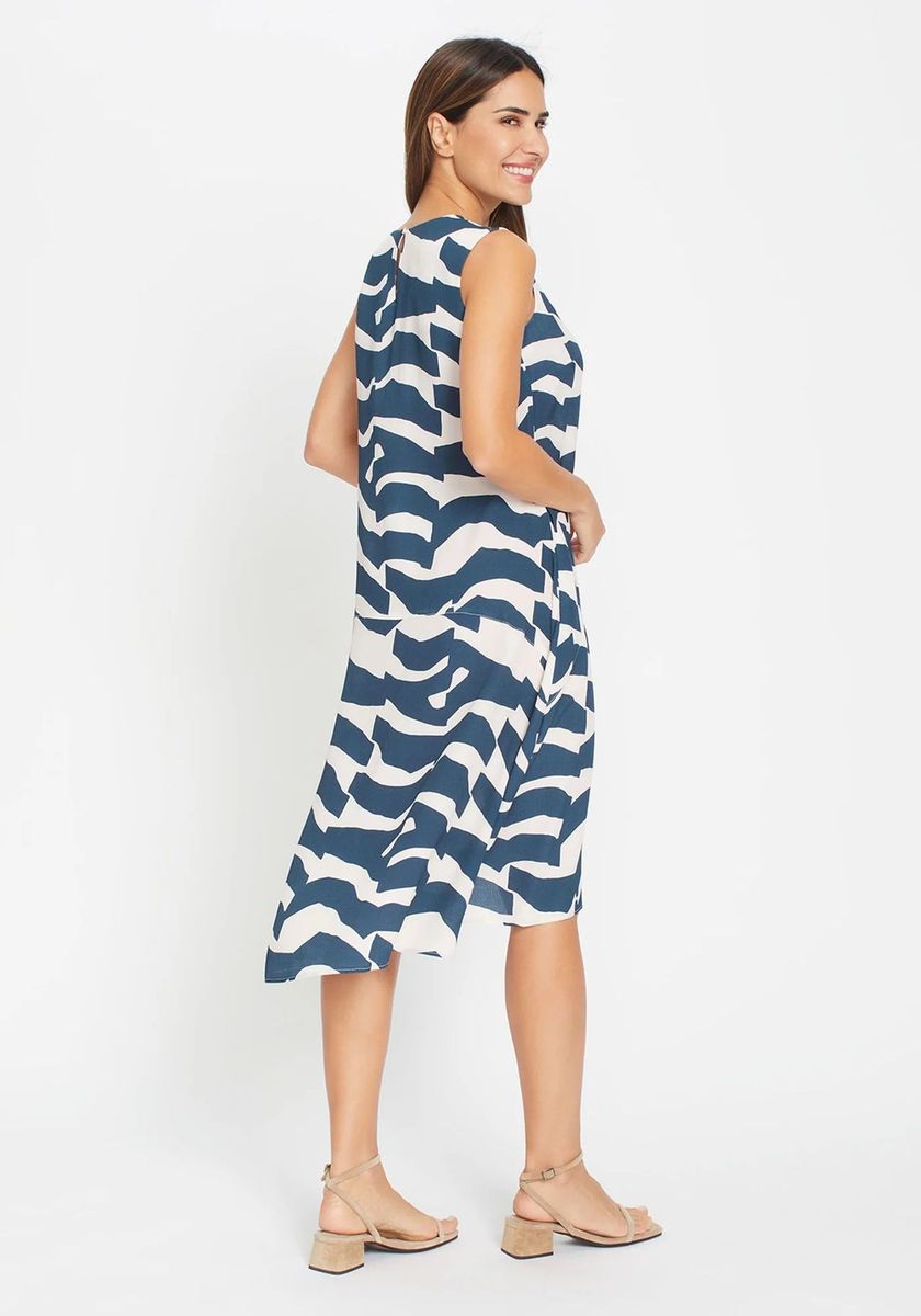 olsen Sommerkleid, Knopfverschluss, für Damen, blau|weiß, 38