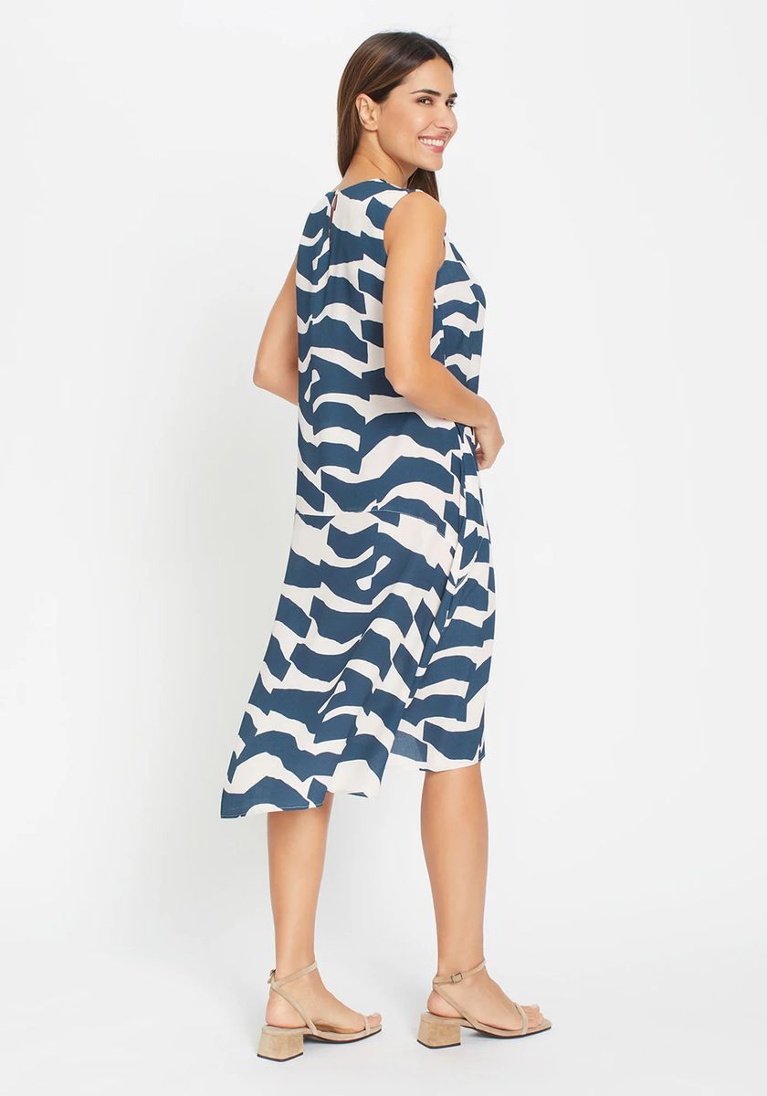 olsen Sommerkleid, Knopfverschluss, für Damen, blau|weiß, 38