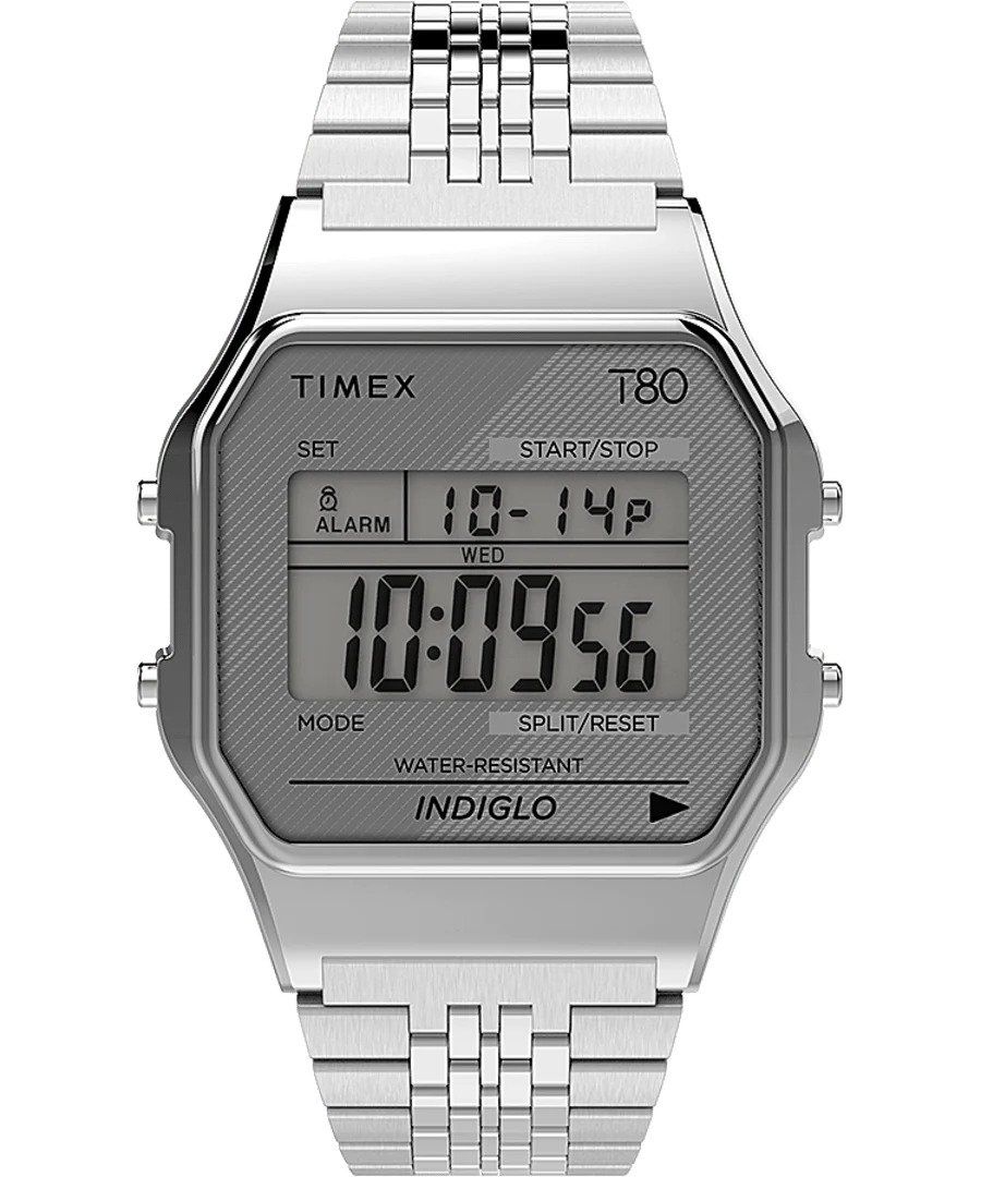 Retro-Digitaluhr aus Edelstahl