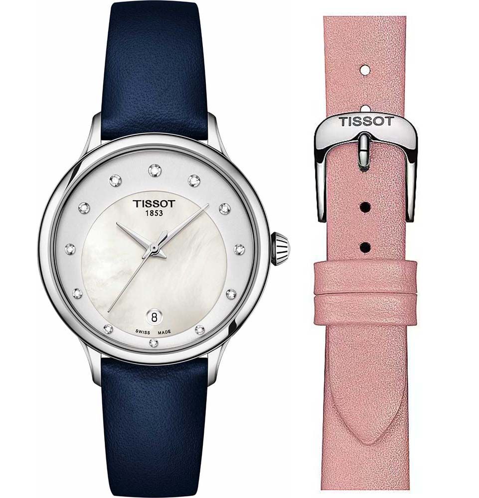 Elegante Perlmutt-Uhr mit Diamanten