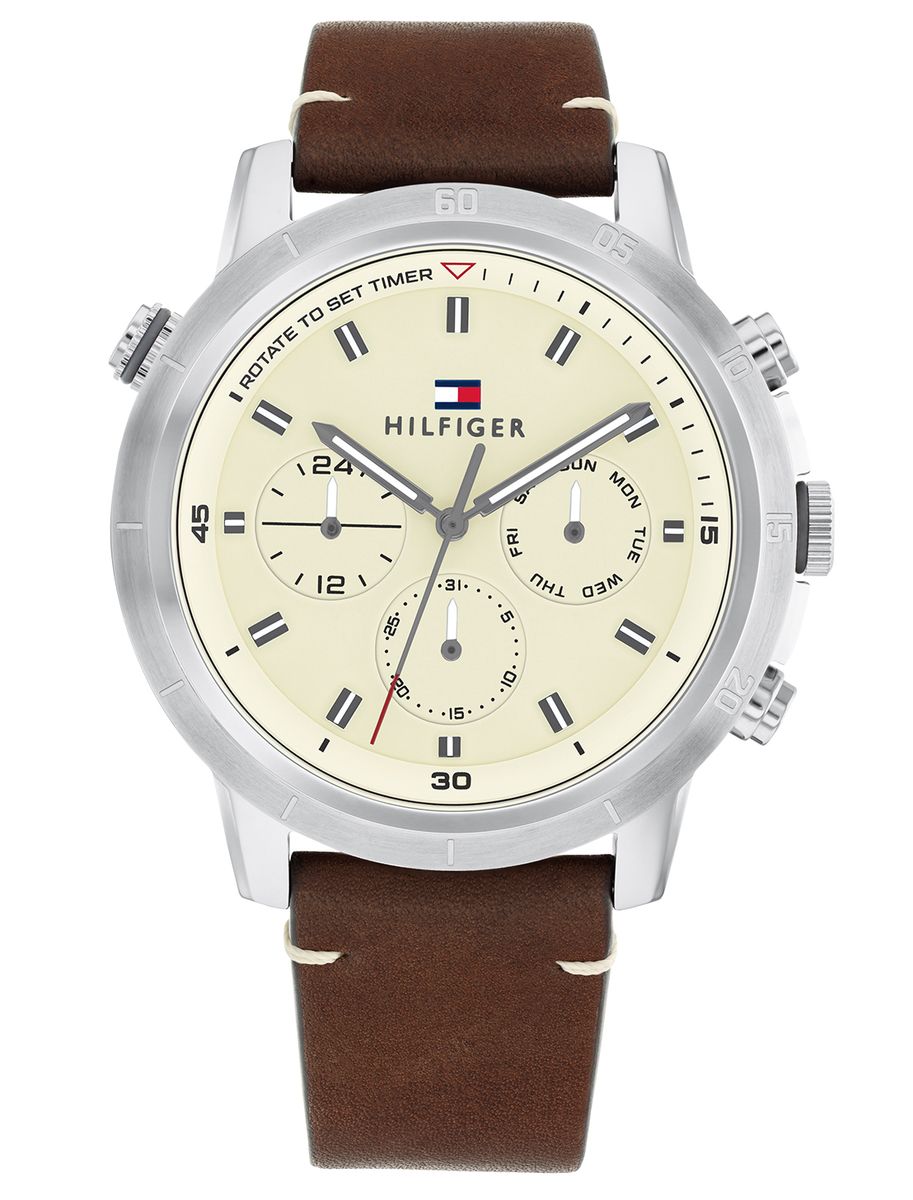 Multi-Dial-Uhr mit Lederarmband
