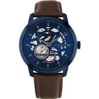 Skelettierte Automatik-Uhr mit Lederarmband