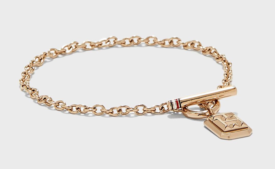 Gliederkettenarmband mit Knebelverschluss und Anhänger
