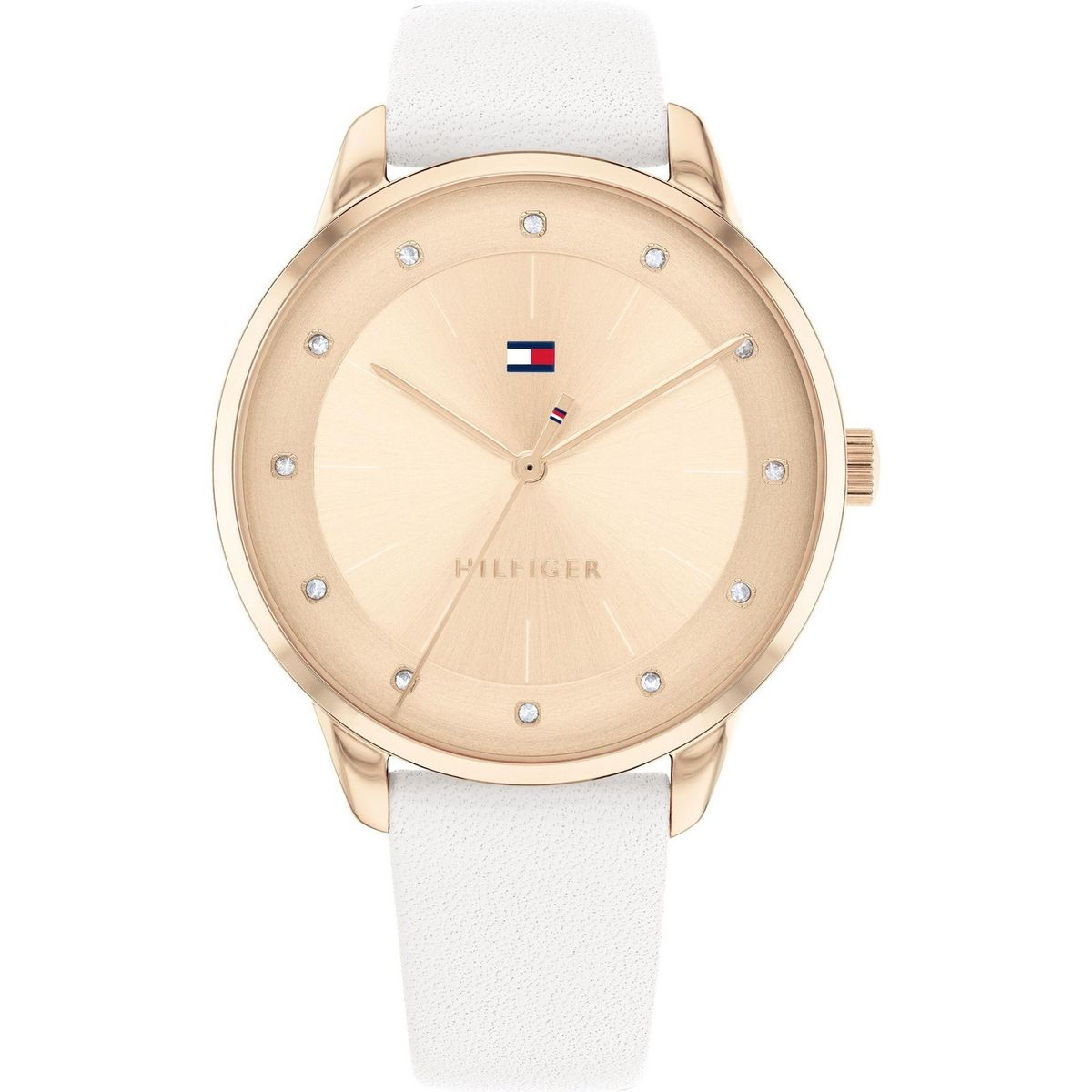 Elegante Lederuhr mit Kristallbesatz