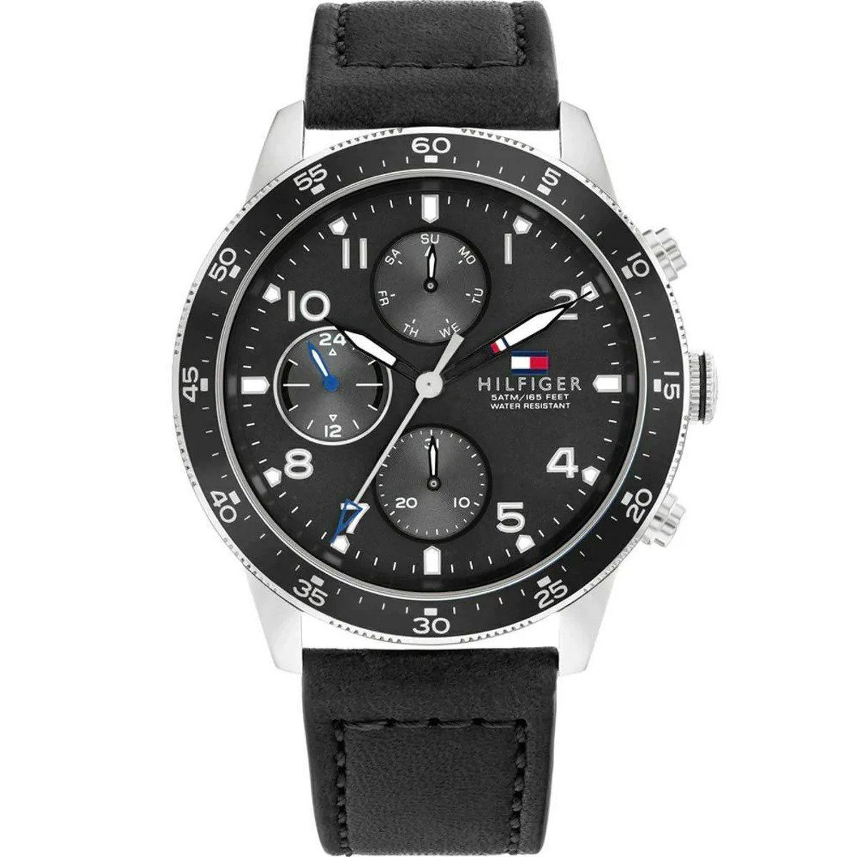 Moderne Multifunktionsuhr mit Lederarmband