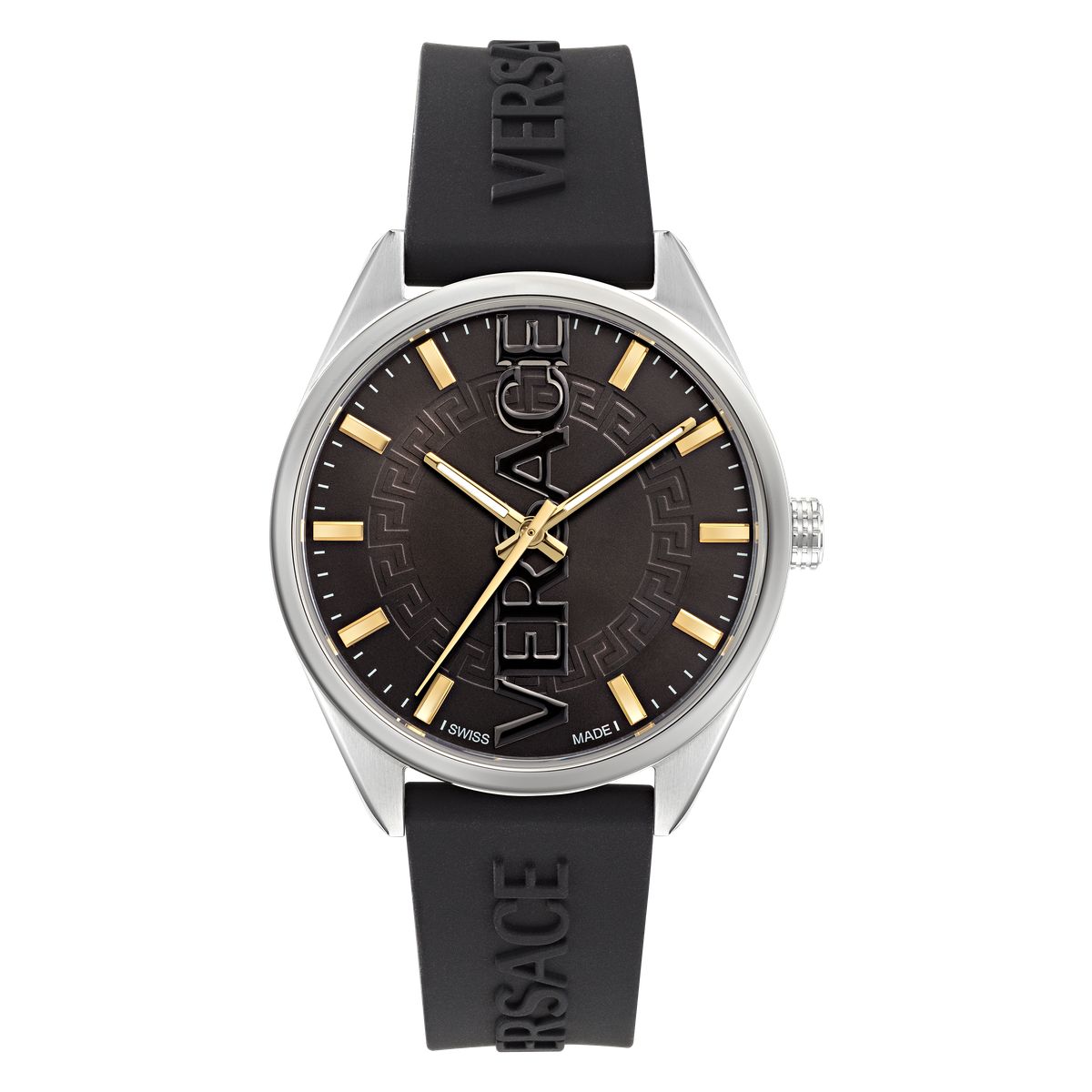 V-Vertical Analog-Armbanduhr mit Silikonarmband