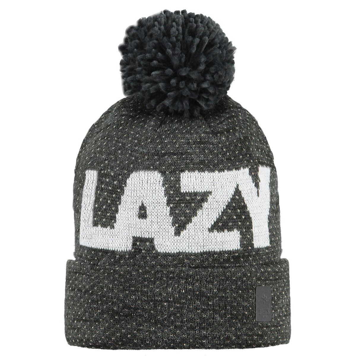 Strickmütze mit Lazy-Schriftzug und Pompon