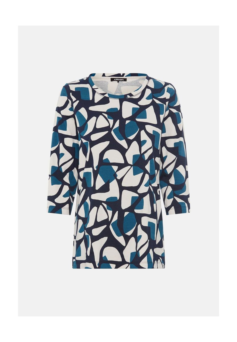 Shirt mit geometrischem Druck und Dreiviertelärmeln