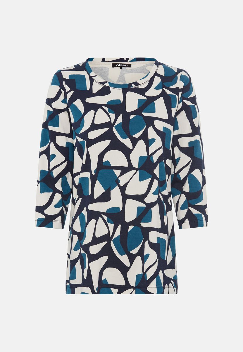 Shirt mit geometrischem Druck und Dreiviertelärmeln