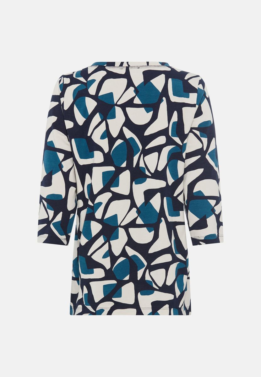 Shirt mit geometrischem Druck und Dreiviertelärmeln