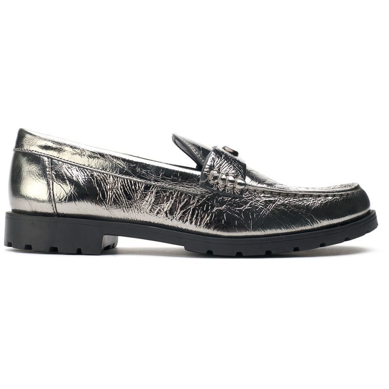 Geknitterte Leder-Loafer mit Profilsohle