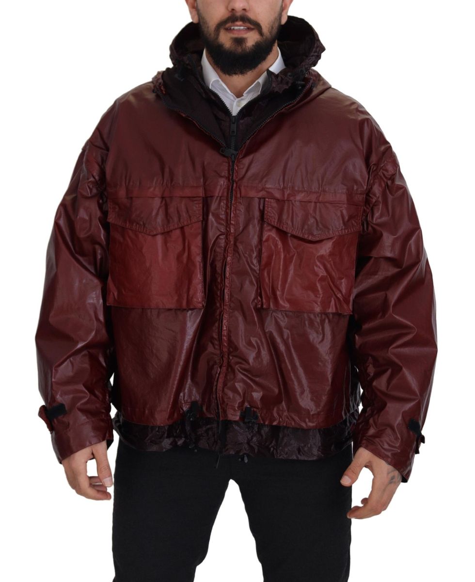 Glänzende Utility-Jacke mit Kapuze