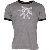 Ringer-T-Shirt mit Sacred-Heart-Grafik