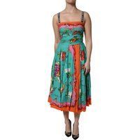 Seiden-Midikleid mit Gemüsemuster