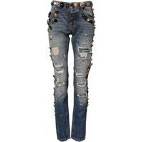 Verzierte Skinny-Jeans im Distressed-Look