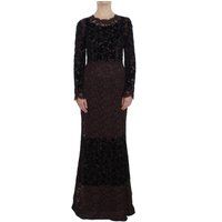 Maxikleid aus floraler Spitze und Samt