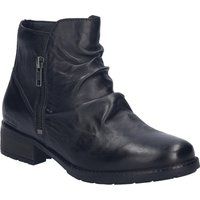 Geraffte Lederstiefeletten mit Reißverschluss