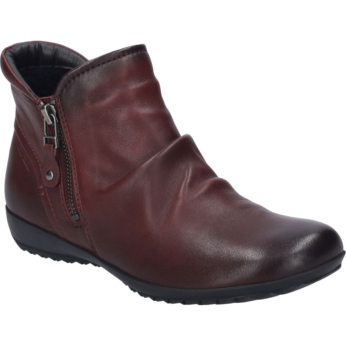 Geraffte Lederstiefeletten