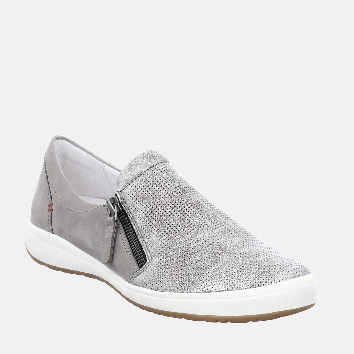 Perforierter Leder-Slipper mit Reißverschluss