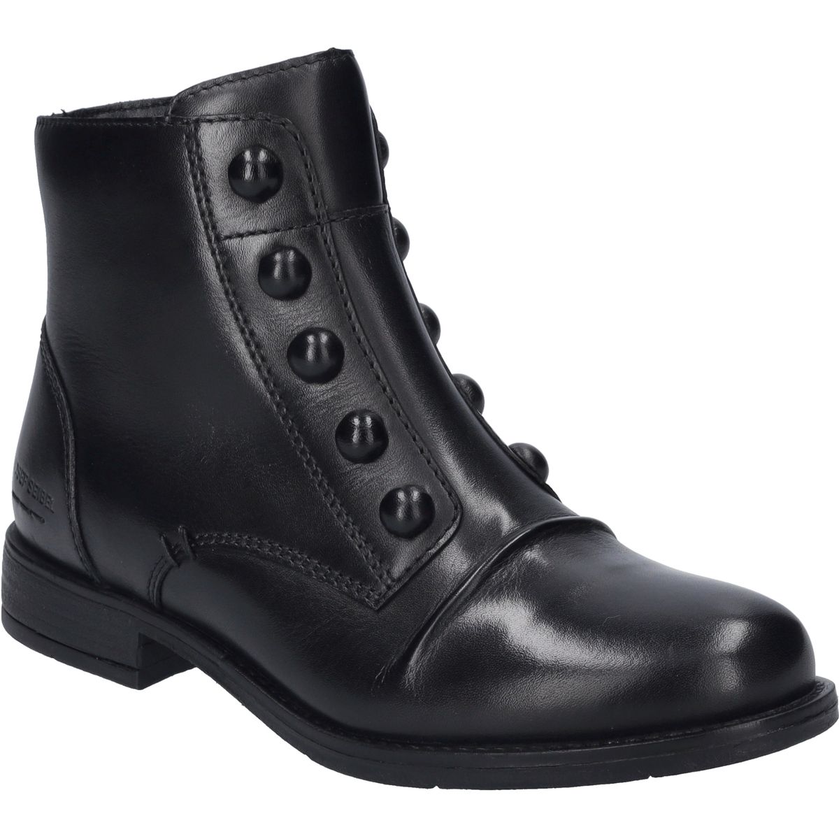 Leder-Stiefeletten mit Knopfleiste