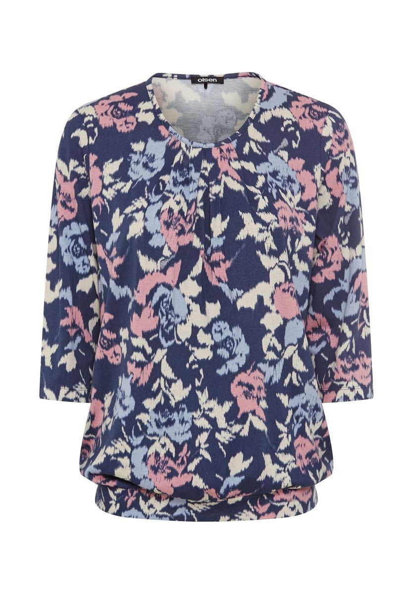 olsen Shirtbluse, 3/4-Arm, für Damen, blau|rosa|beige, 38