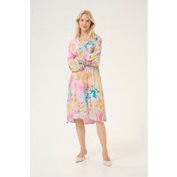 Abstraktes Midi-Kleid mit V-Ausschnitt