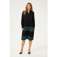 Plissiertes Midikleid mit Farbblock-Design