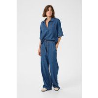Weit geschnittene Denim-Hose mit Tunnelzug