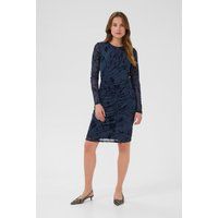 Mesh-Midikleid mit seitlicher Raffung
