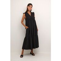 Gestuftes Baumwoll-Maxikleid mit Rüschen