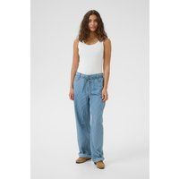 High-Waist Hickory-Streifenhose mit Bindegürtel
