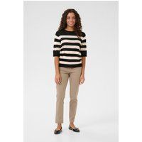 Gestreifter Kurzarm-Strickpullover Relaxed Fit