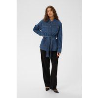 Jeans-Hemdjacke mit Taillengürtel