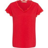 Strukturiertes T-Shirt mit Spitzenbesatz