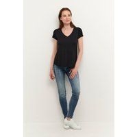 Klassisches Jersey-T-Shirt mit V-Ausschnitt