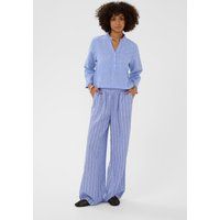 Gestreifte Leinenhose mit weitem Bein