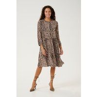 Gestuftes Midikleid mit Leopardenmuster