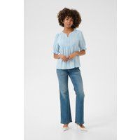 Bestickte Baumwollbluse mit V-Ausschnitt
