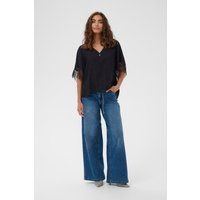 V-Ausschnitt Bluse mit Spitzenbesatz